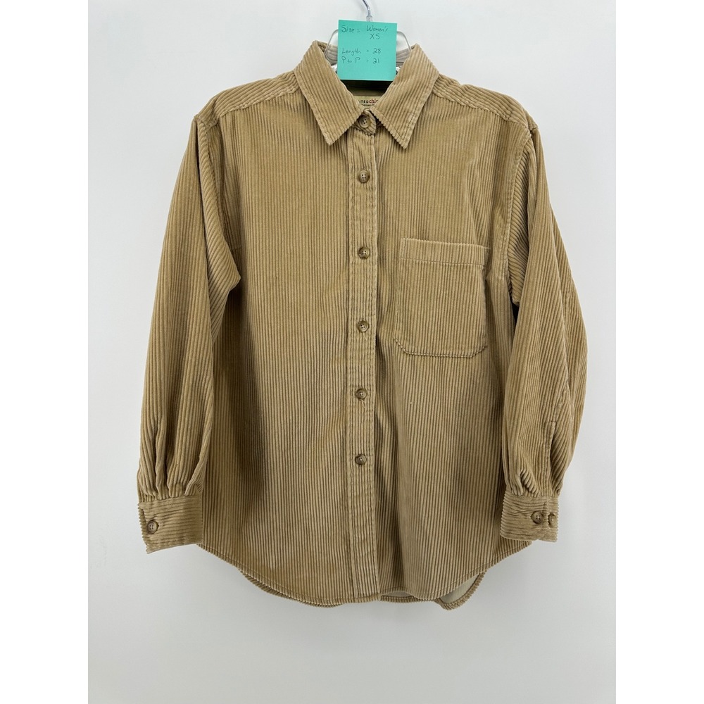 Limited Chinos Womens XS Tan Corduroy Button Down Shirt Long Sleeve Shacket Top